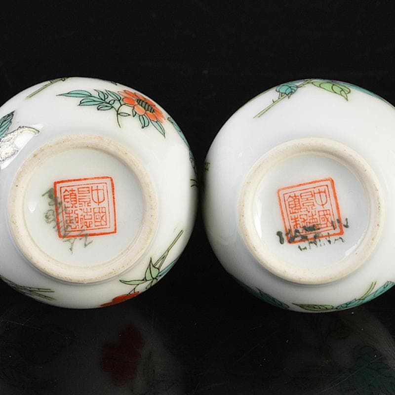 中国　中国景徳鎮款　粉彩　花文　小瓶　2点まとめて　V　R6648