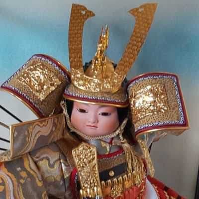 五月人形大将飾り　公達  加越作
ガラスケース入り