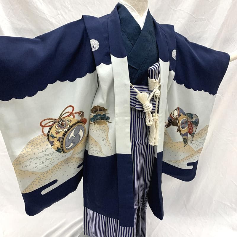 507ab17■七五三 五歳 男児 着物&羽織&袴&角帯＆小物 鷹■状態良好