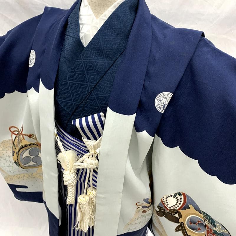 507ab17■七五三 五歳 男児 着物&羽織&袴&角帯＆小物 鷹■状態良好