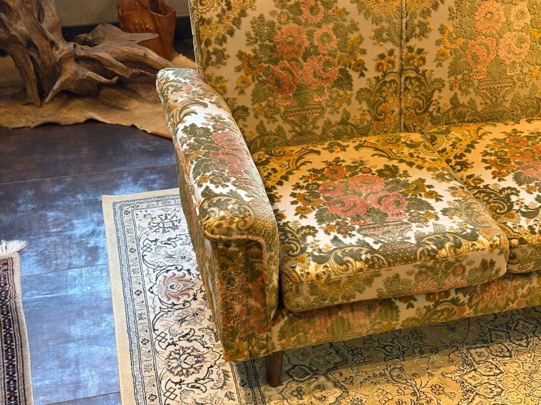 金華山織　３Pソファ　ヴィンテージ　レトロ　ヨーロピアン　クラシック　In