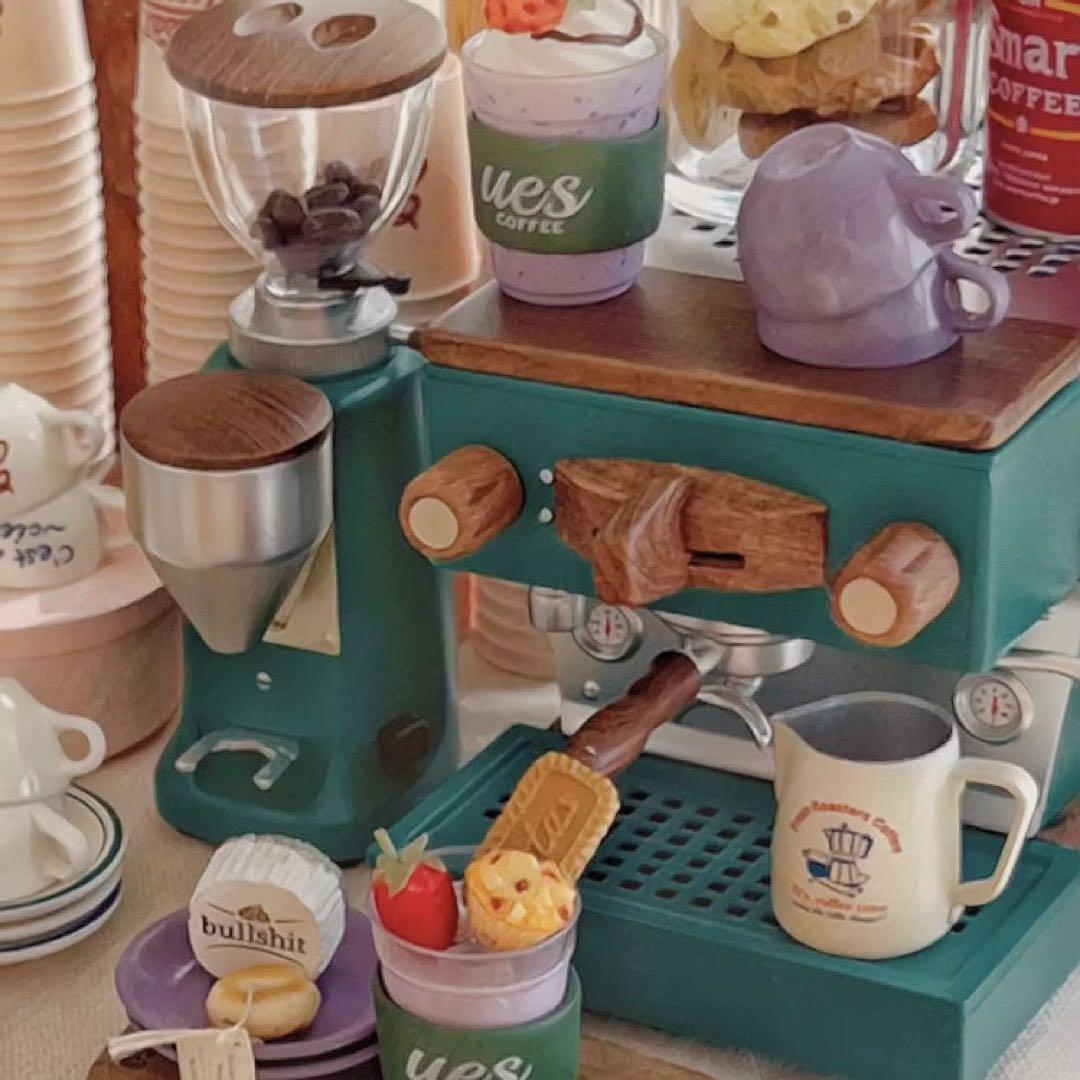ミニチュア コーヒーマシン エスプレッソマシン グリーン ドールハウス