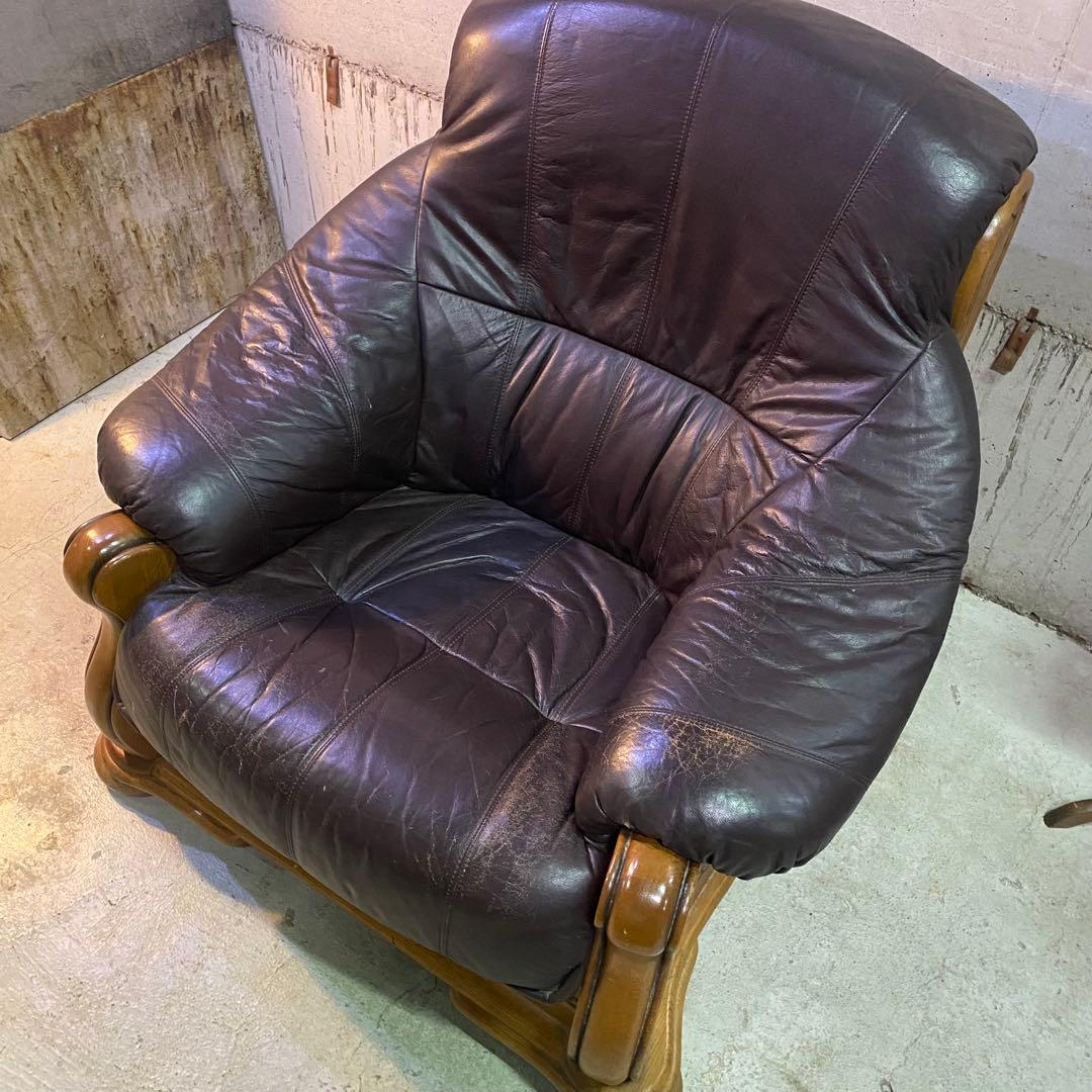 ドイツ製　ヴィンテージ　シングルソファ　本革　カントリー