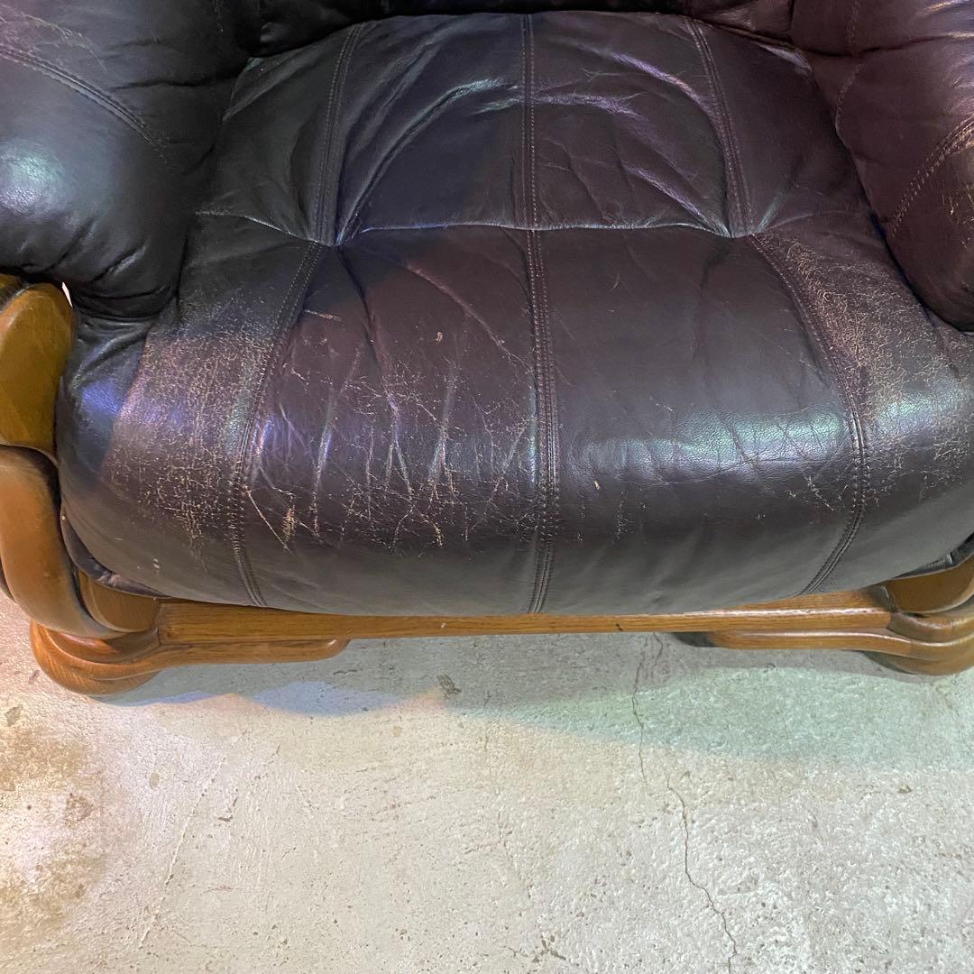 ドイツ製　ヴィンテージ　シングルソファ　本革　カントリー
