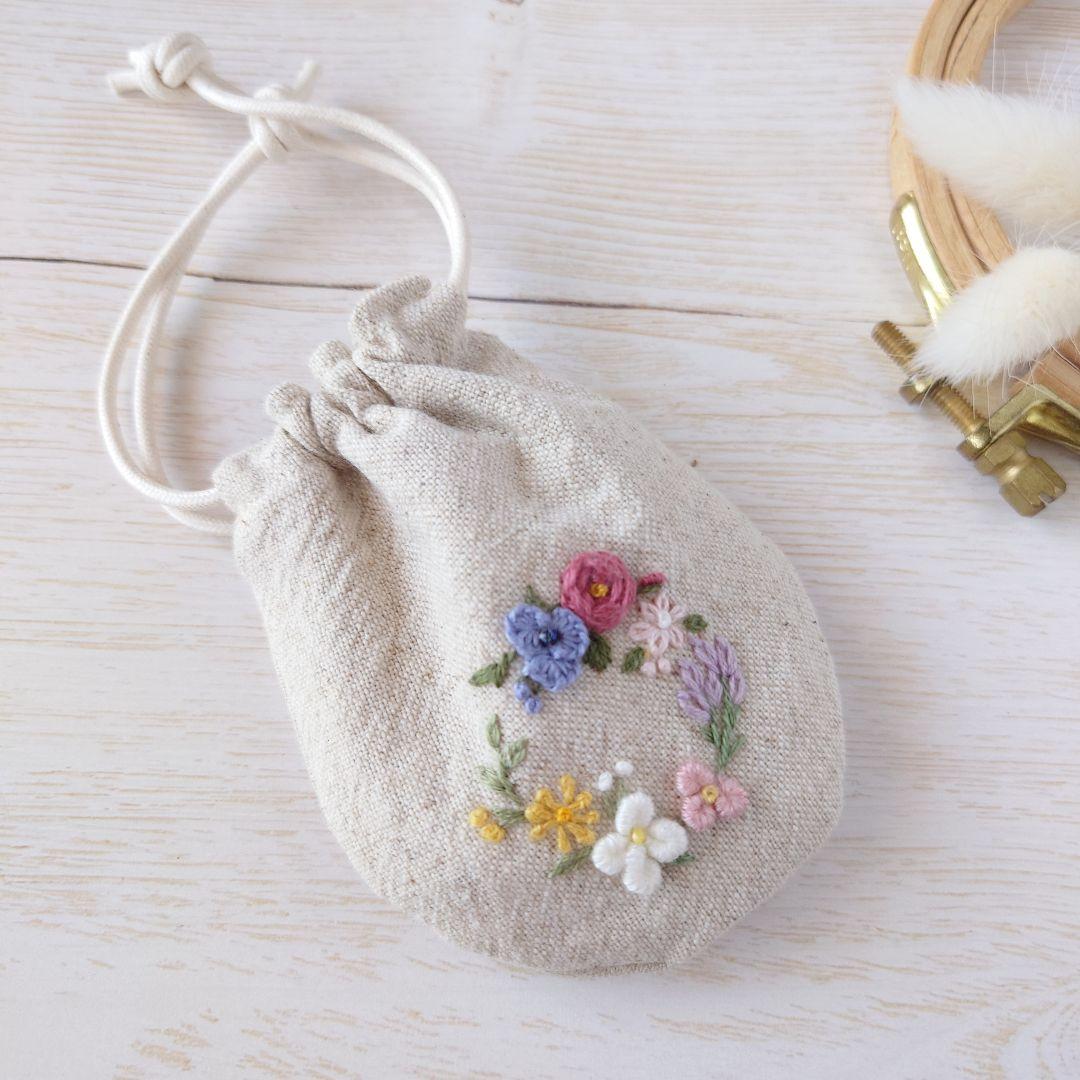 ちっちゃな巾着サシェ/詰替タイプ【フラワーリース】