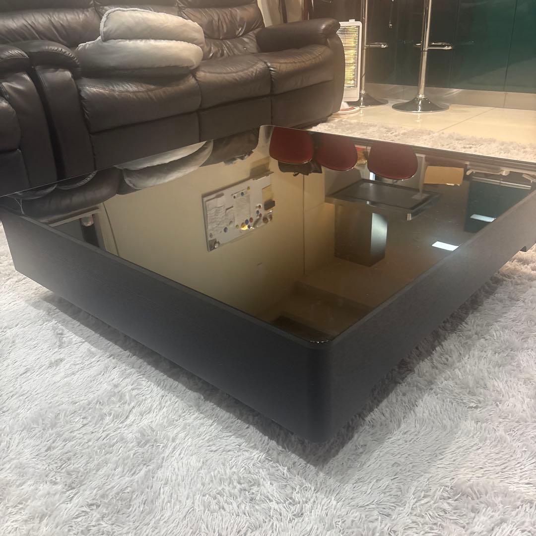 ブラックガラス天板　センターテーブル　引き取り限定　ローテーブル