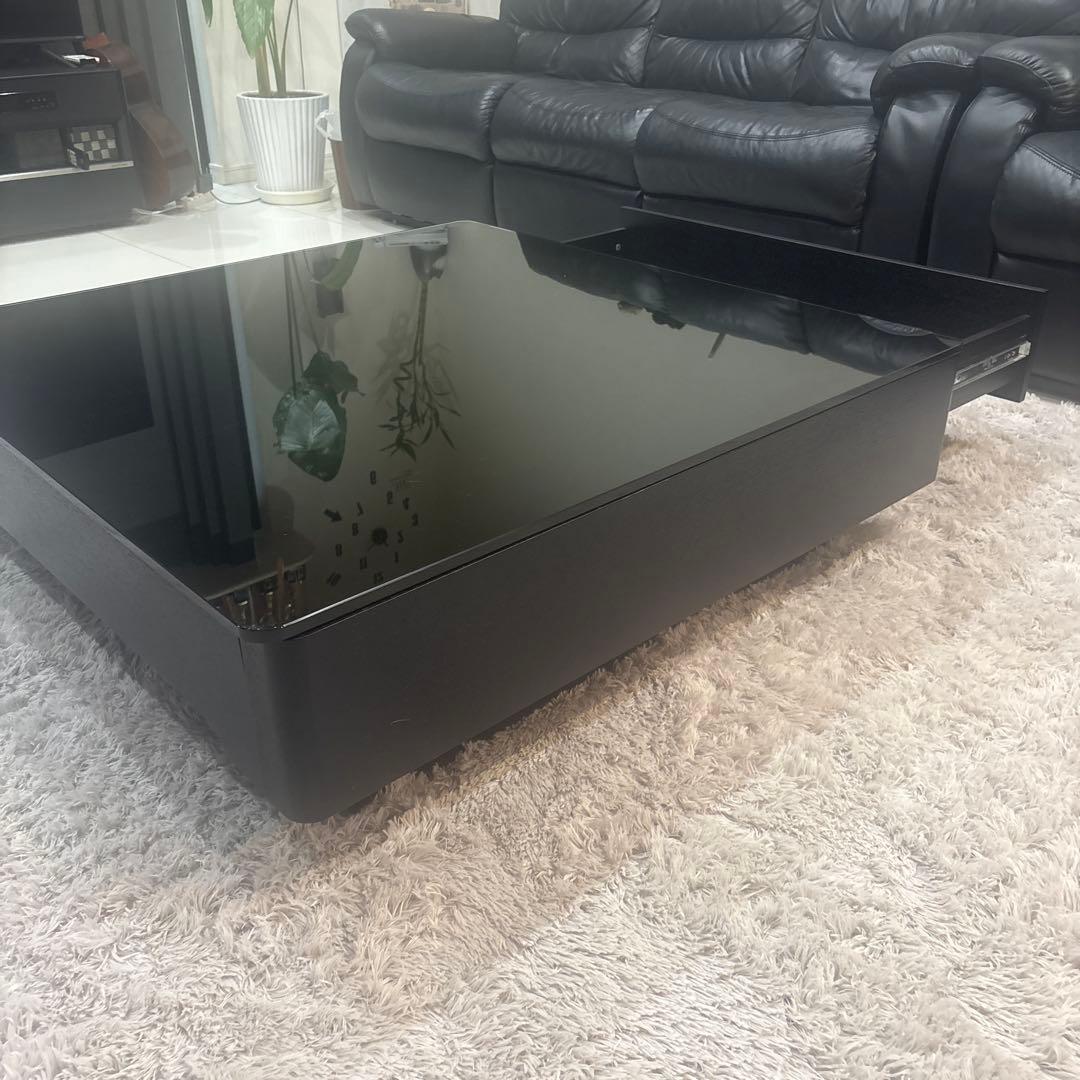 ブラックガラス天板　センターテーブル　引き取り限定　ローテーブル