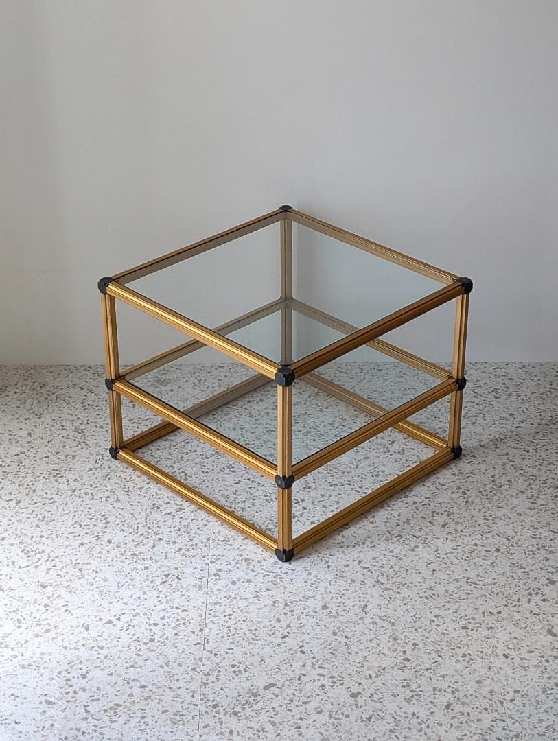 90s ビンテージ メタルフレーム モジュール ラック ガラス棚 スペース