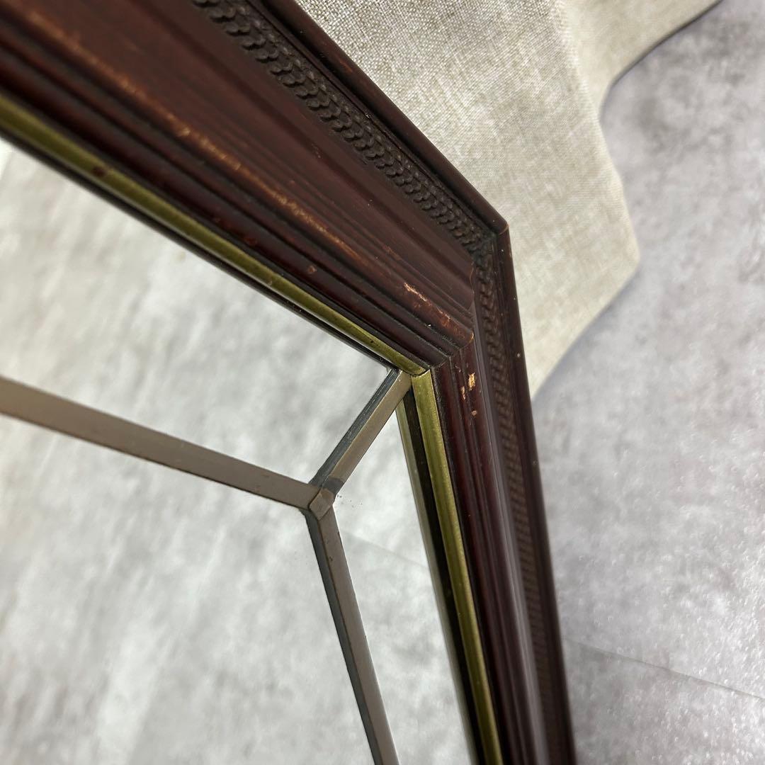 英国製 オクタゴン型 ウォールミラー 西洋彫刻 木製 アイルランド製