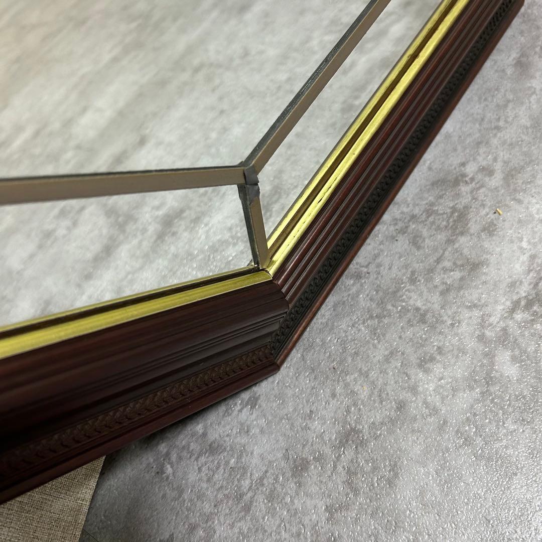 英国製 オクタゴン型 ウォールミラー 西洋彫刻 木製 アイルランド製