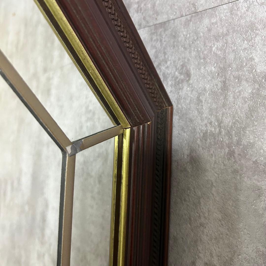 英国製 オクタゴン型 ウォールミラー 西洋彫刻 木製 アイルランド製