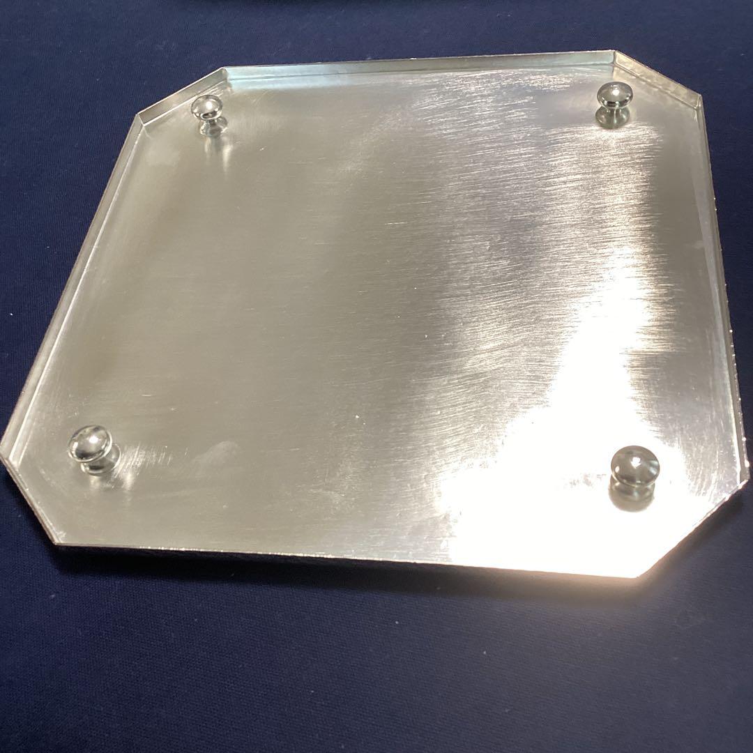 銀メッキ槌目四方八寸「内丸淵高」　9客　新品未使用　　　重さ370g