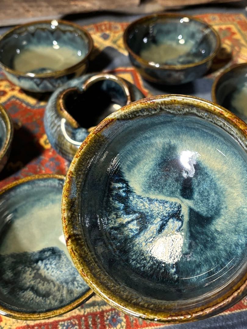 【希少】【箱入り未使用】　北海道　こぶ志焼　文色窯　小鉢　深皿セット！