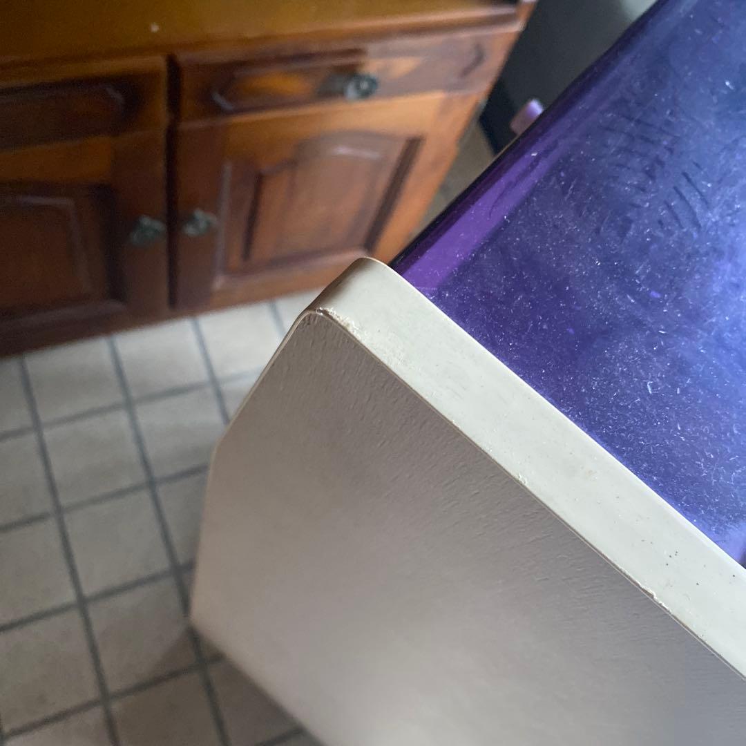 昭和レトロポップ　棚　キャビネット　ホワイト　白　パープル　オレンジ　チェック