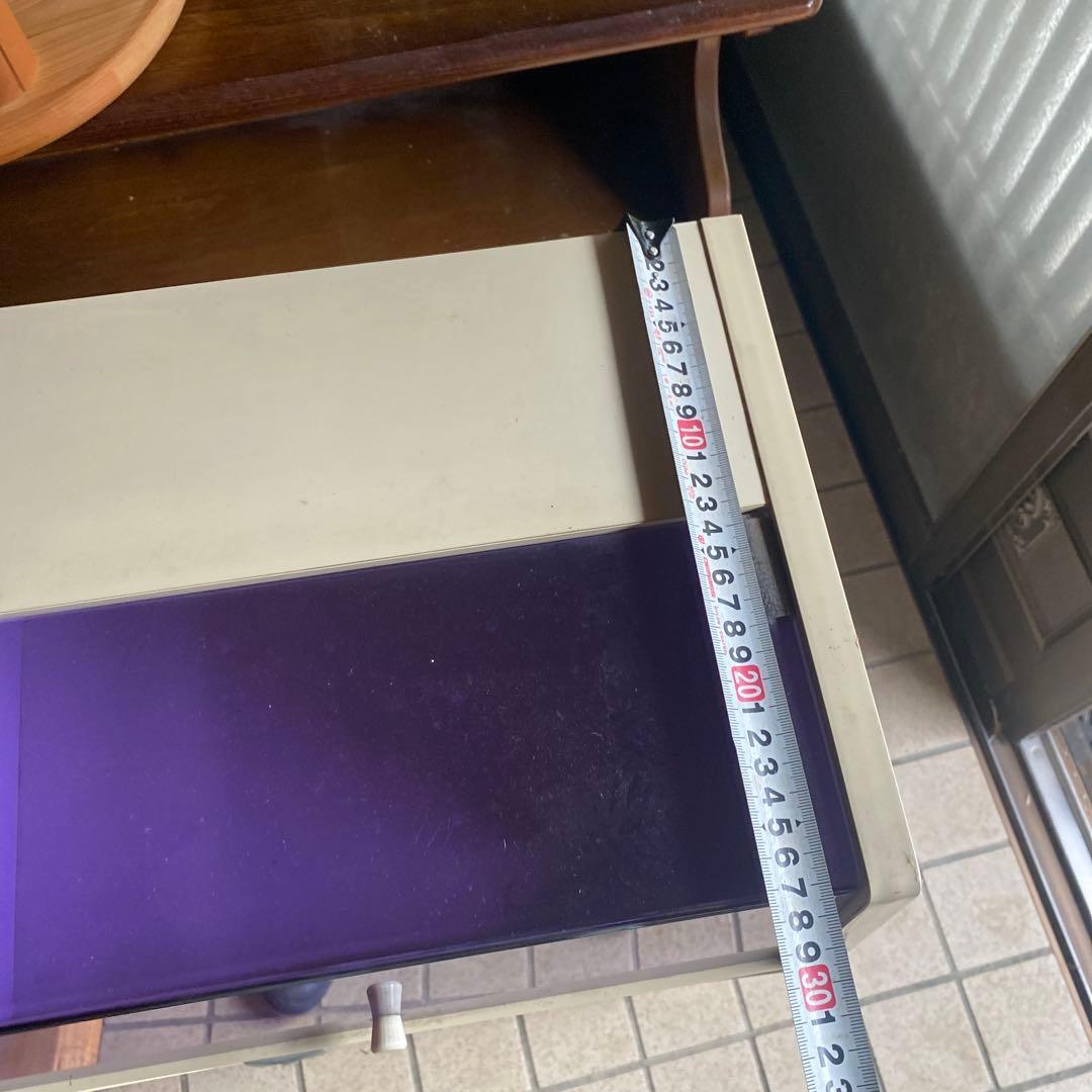 昭和レトロポップ　棚　キャビネット　ホワイト　白　パープル　オレンジ　チェック