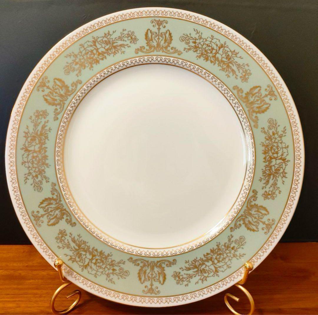 ウェッジウッド ディナープレート フロレンティーン セージグリーン 黒壺 美品