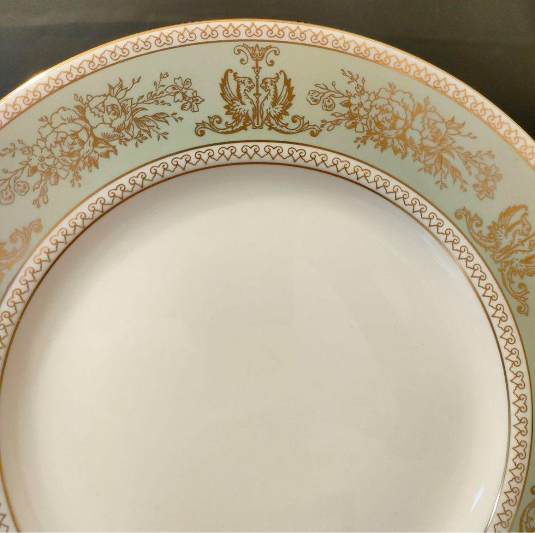 ウェッジウッド ディナープレート フロレンティーン セージグリーン 黒壺 美品