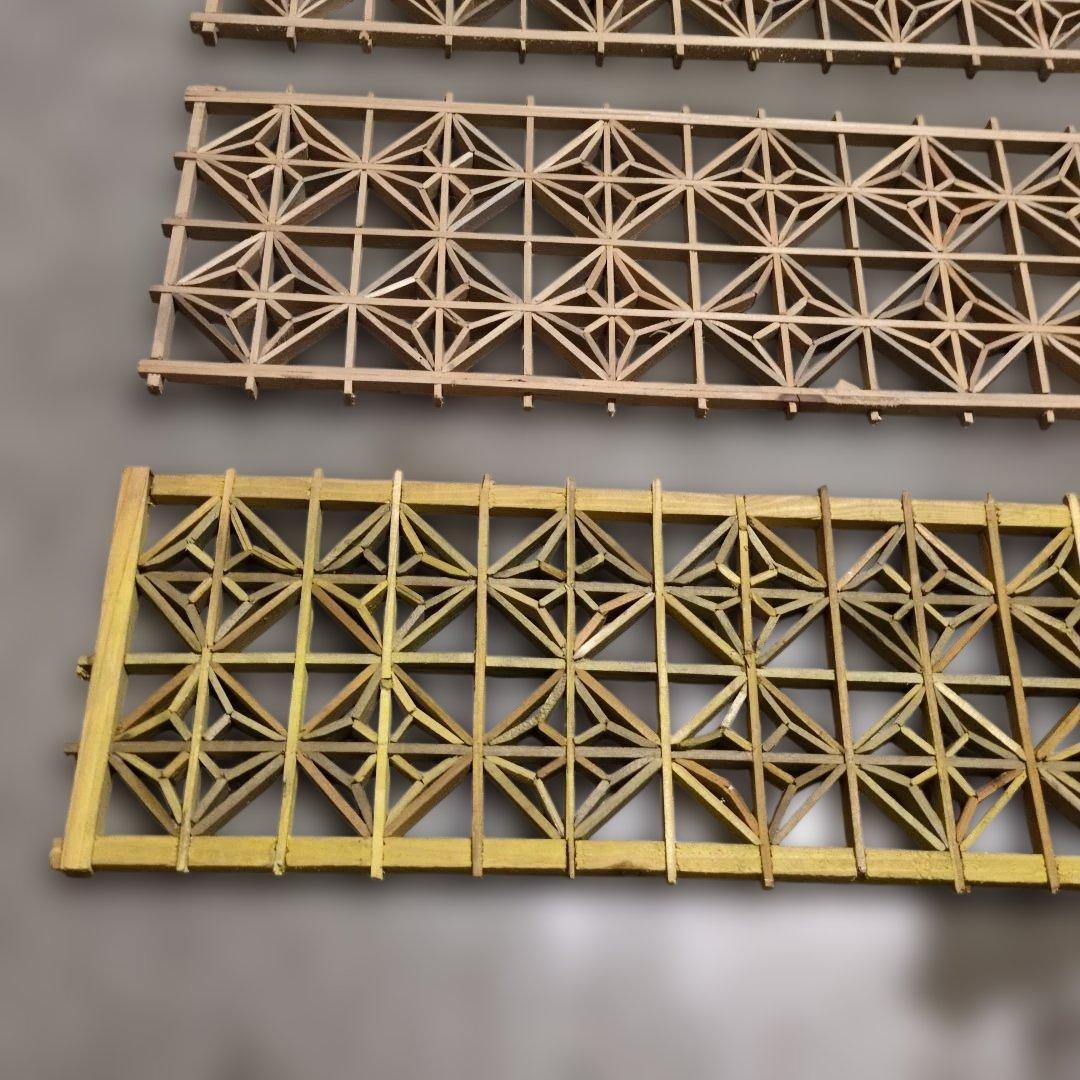 昭和レトロ 組子欄間 4枚セット 書院障子 建具 衝立 引戸 ガラス戸