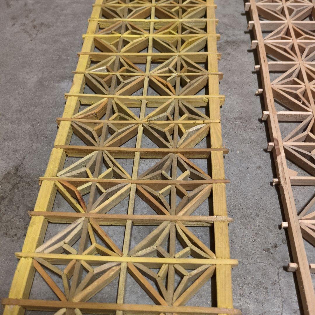 昭和レトロ 組子欄間 4枚セット 書院障子 建具 衝立 引戸 ガラス戸