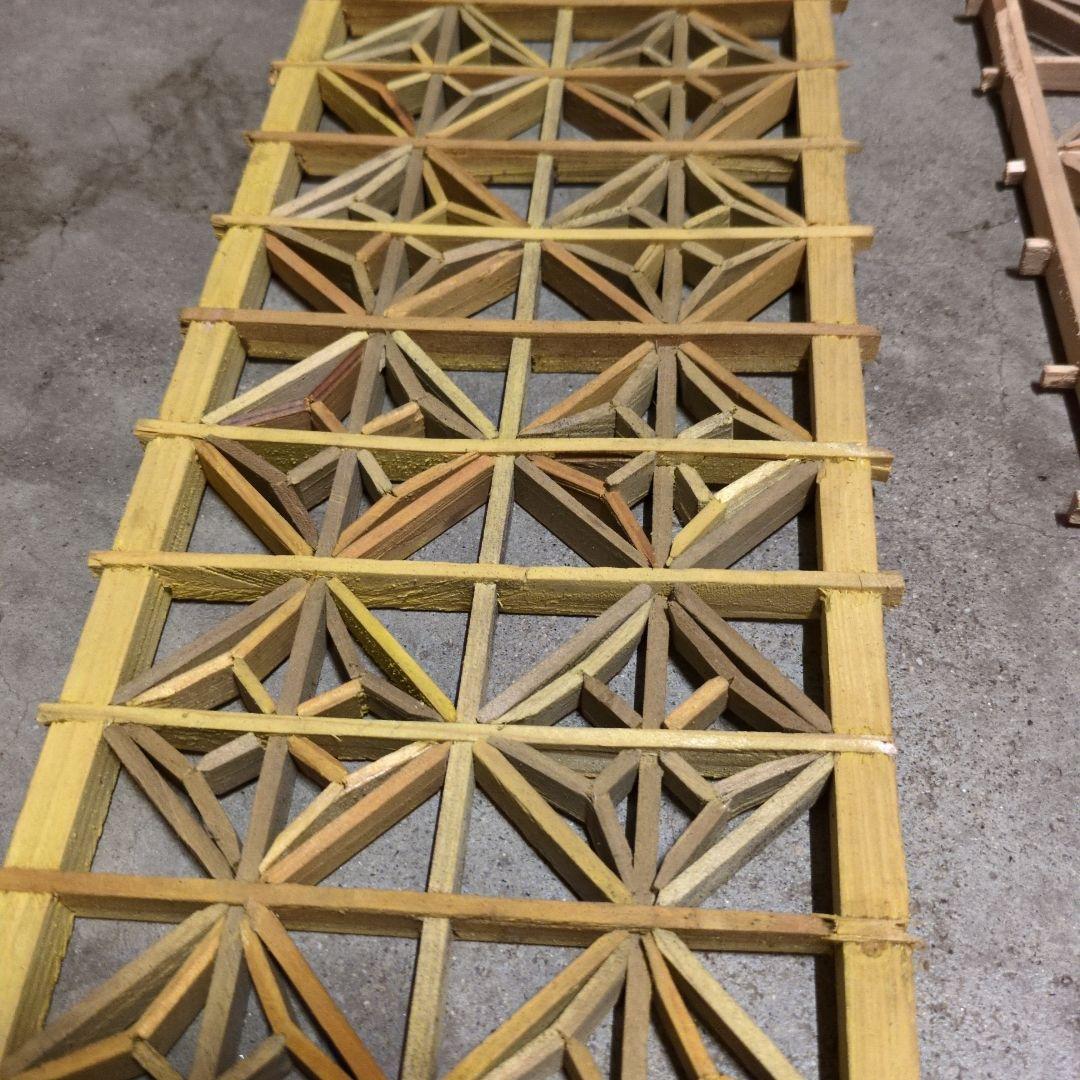 昭和レトロ 組子欄間 4枚セット 書院障子 建具 衝立 引戸 ガラス戸