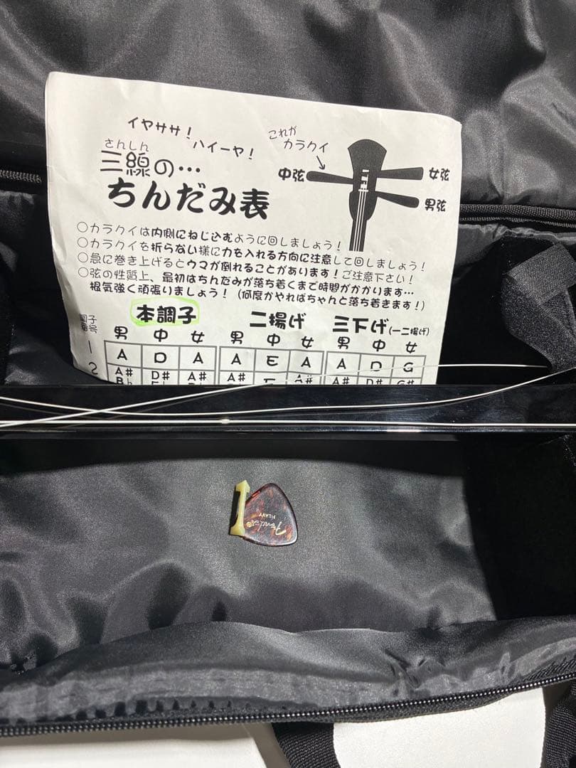 G）沖縄 民謡楽器 和楽器 三線 人工蛇皮 専用ケース付き 三線用つめ付き
