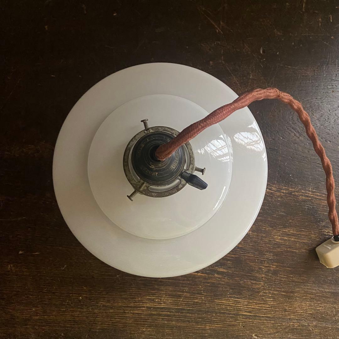 電笠　乳白硝子　昭和レトロ　大正浪漫　切り子 花模様