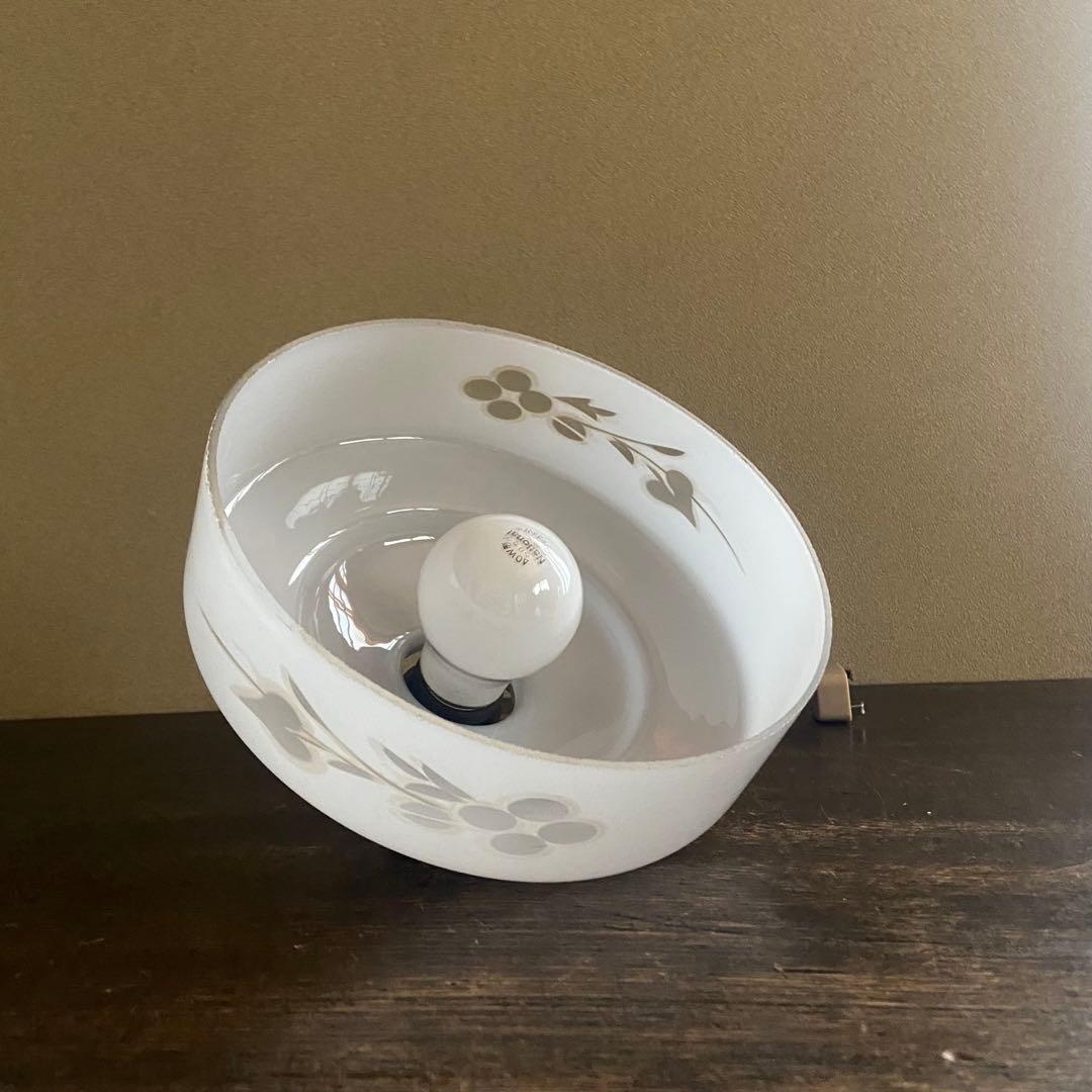 電笠　乳白硝子　昭和レトロ　大正浪漫　切り子 花模様