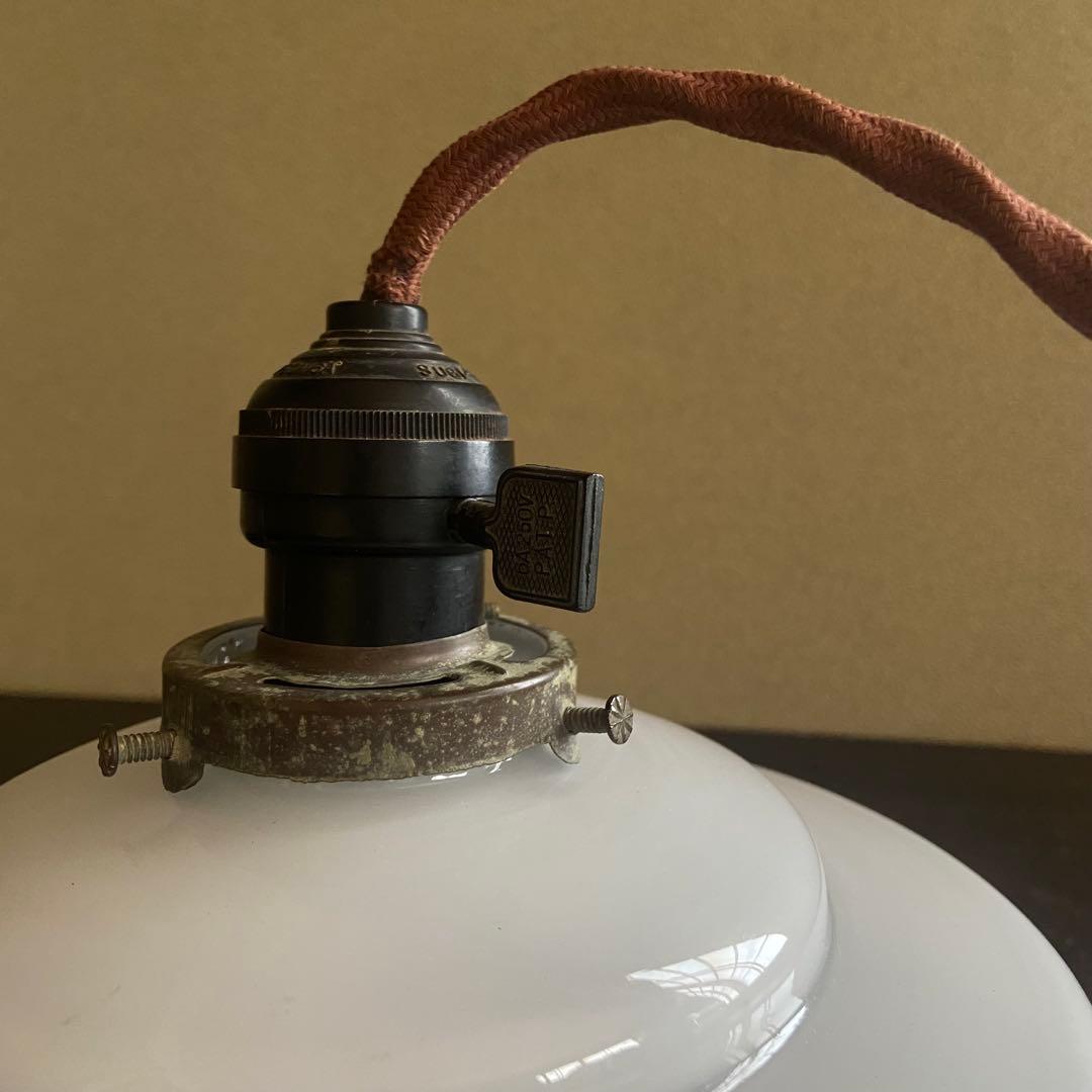 電笠　乳白硝子　昭和レトロ　大正浪漫　切り子 花模様