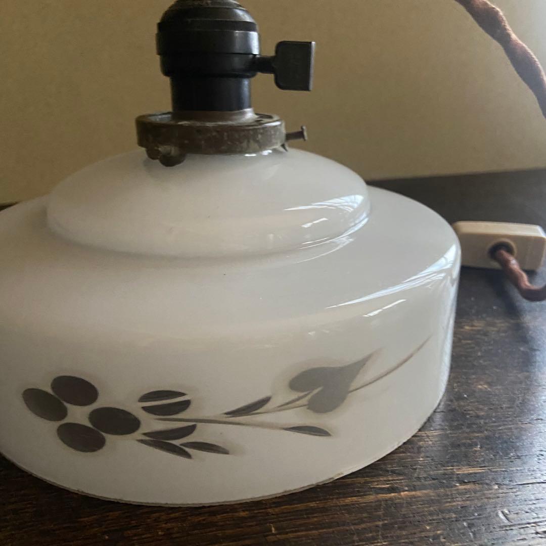電笠　乳白硝子　昭和レトロ　大正浪漫　切り子 花模様