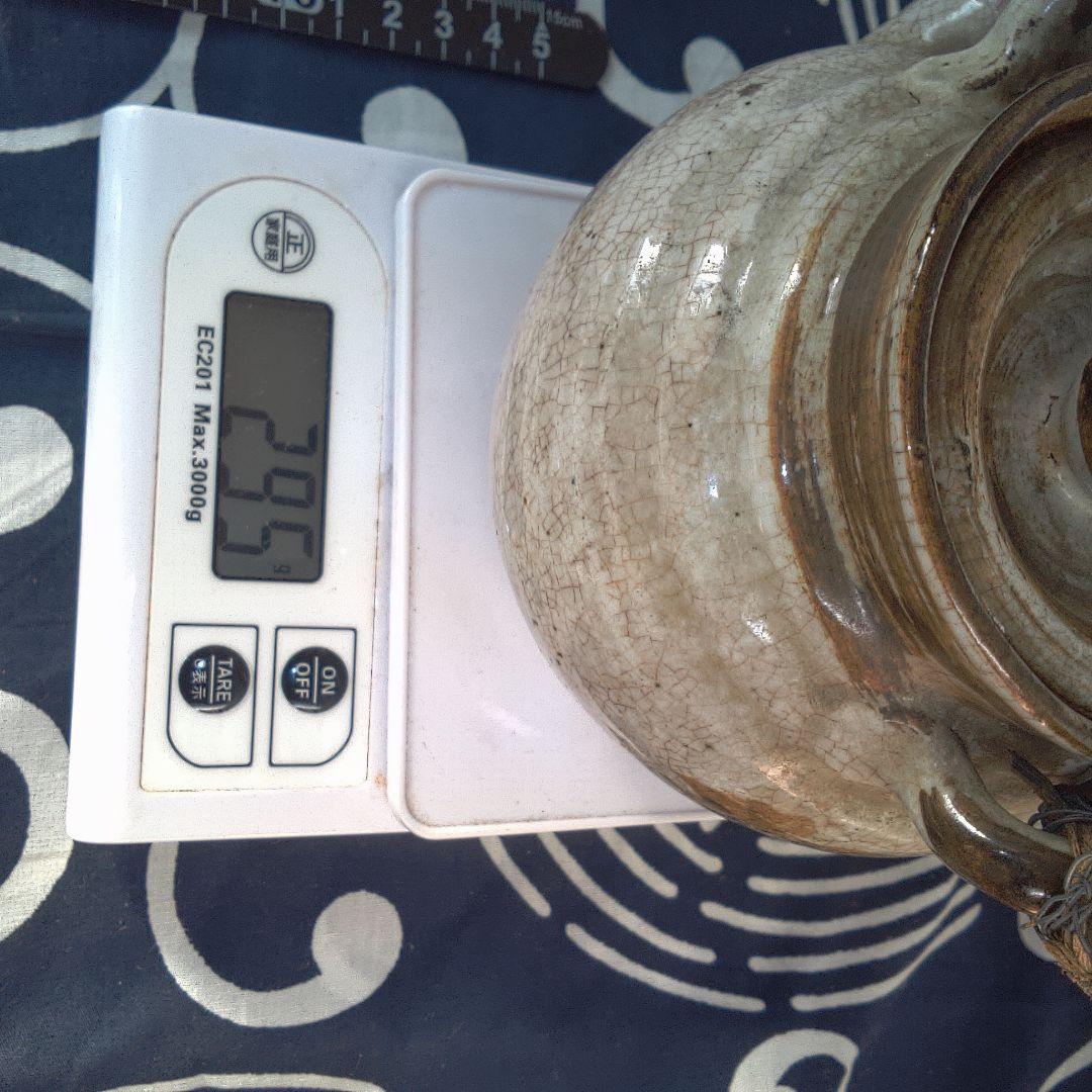 骨董2手作り陶器急須 籐ハンドル付き 水漏れあります - 工芸品