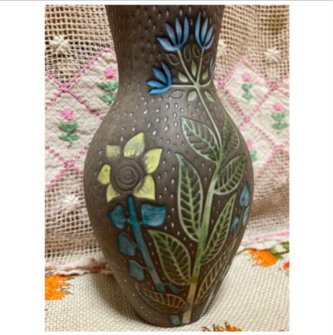 《レア！》 ウプサラエクビー マリシムルソン 【青と黄色のお花　フラワーベース】