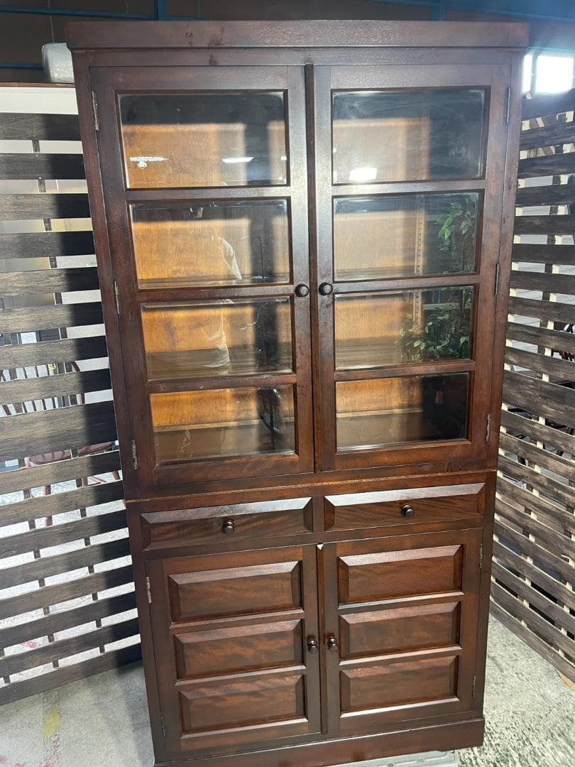 J716 松本民芸家具 食器棚 飾り棚 アンティーク家具 キャビネット