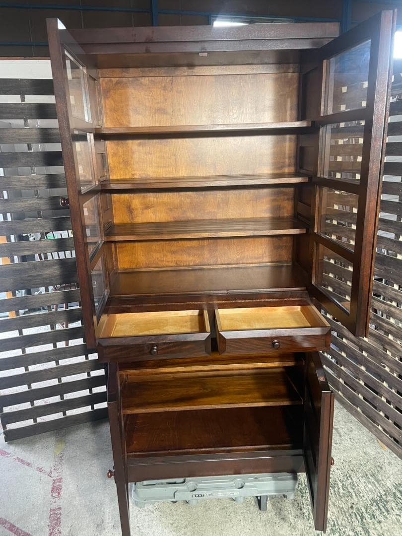 J716 松本民芸家具 食器棚 飾り棚 アンティーク家具 キャビネット