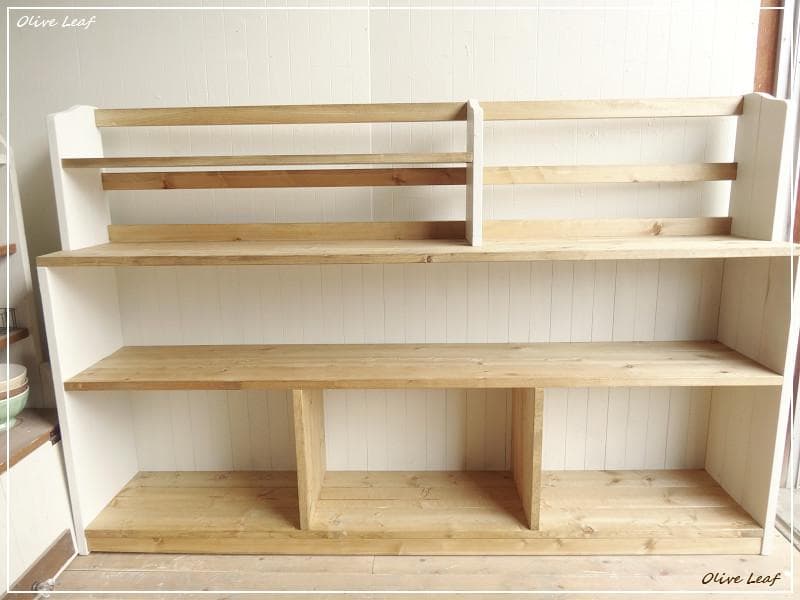 サイズ、デザインオーダー可！超ワイドラックＷ130●シャビーホワイト受注製作