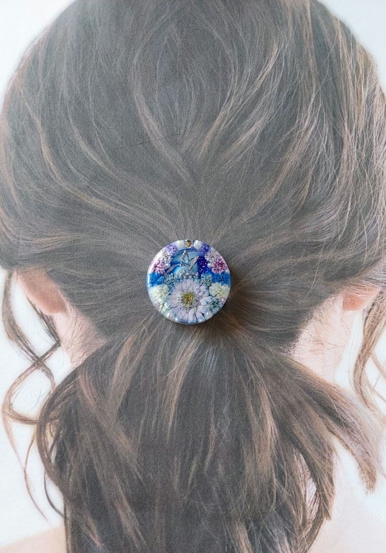 【1675】レジン　マトリカリア　ヘアゴム　ポニーフック　ブロ―チ　ハンドメイド
