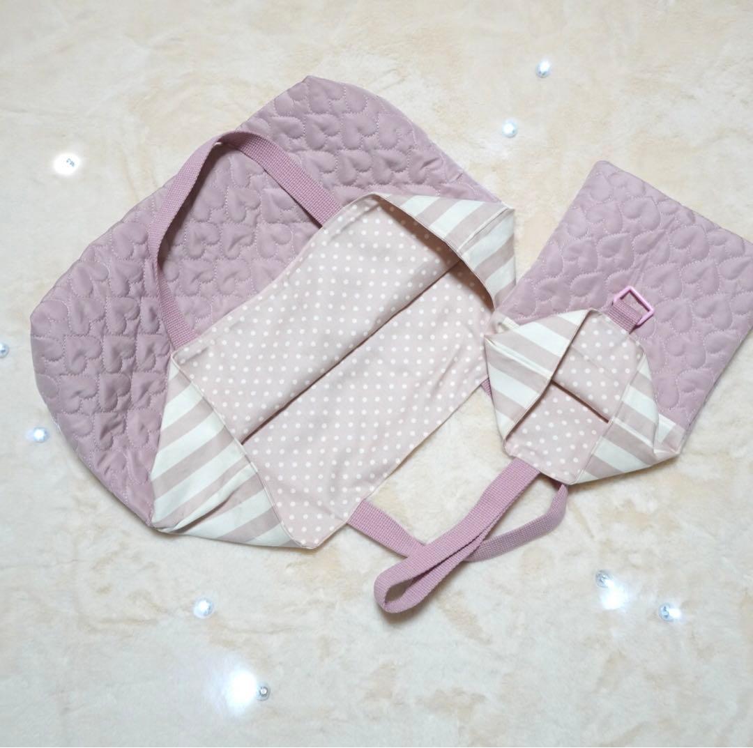 入園入学3点セット】ハートキルティング くすみピンク｜名入れ可