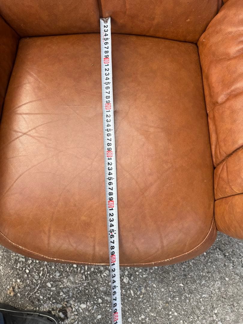 ブラウンレザー高背もたれ1人掛けソファ