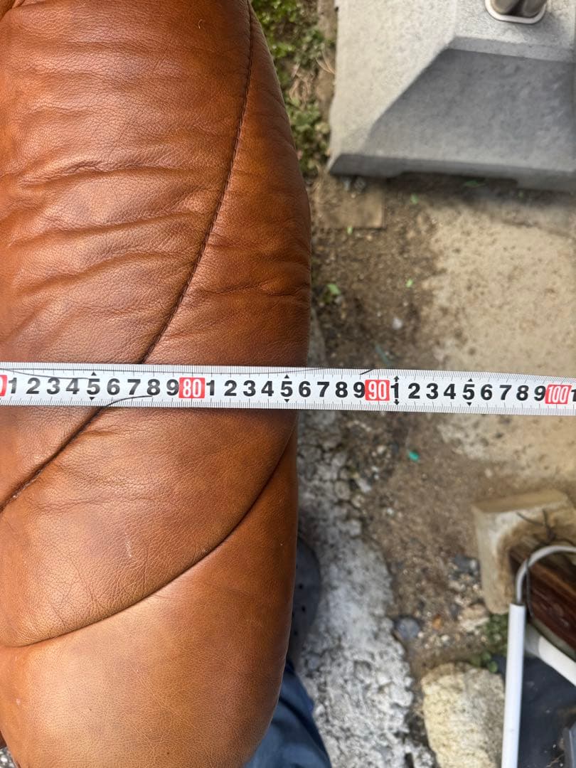 ブラウンレザー高背もたれ1人掛けソファ