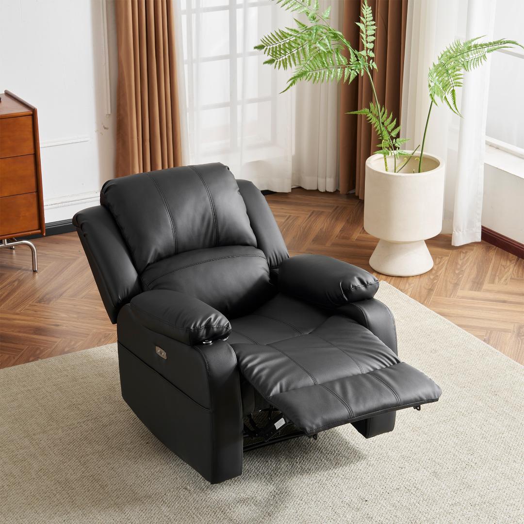 【ブラック】リクライニングチェア テーブル付き リクライニングソファ