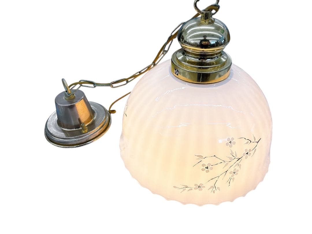YAMAGIWA ヤマギワ ペンダントライト ガラスシェード 花柄 真鍮金具