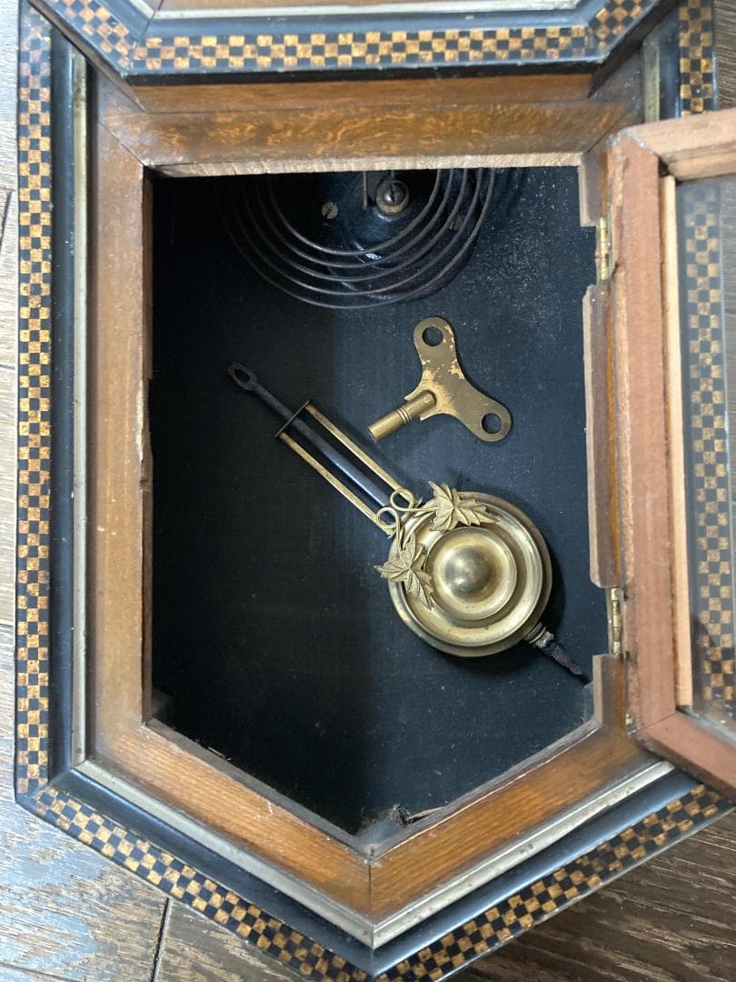 【送料込】昭和初期 アンティーク 振り子時計 八角柱時計