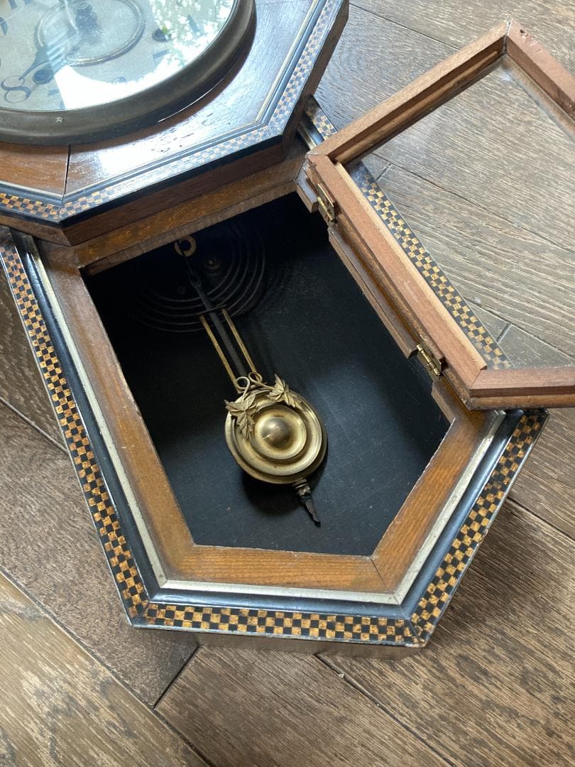 【送料込】昭和初期 アンティーク 振り子時計 八角柱時計