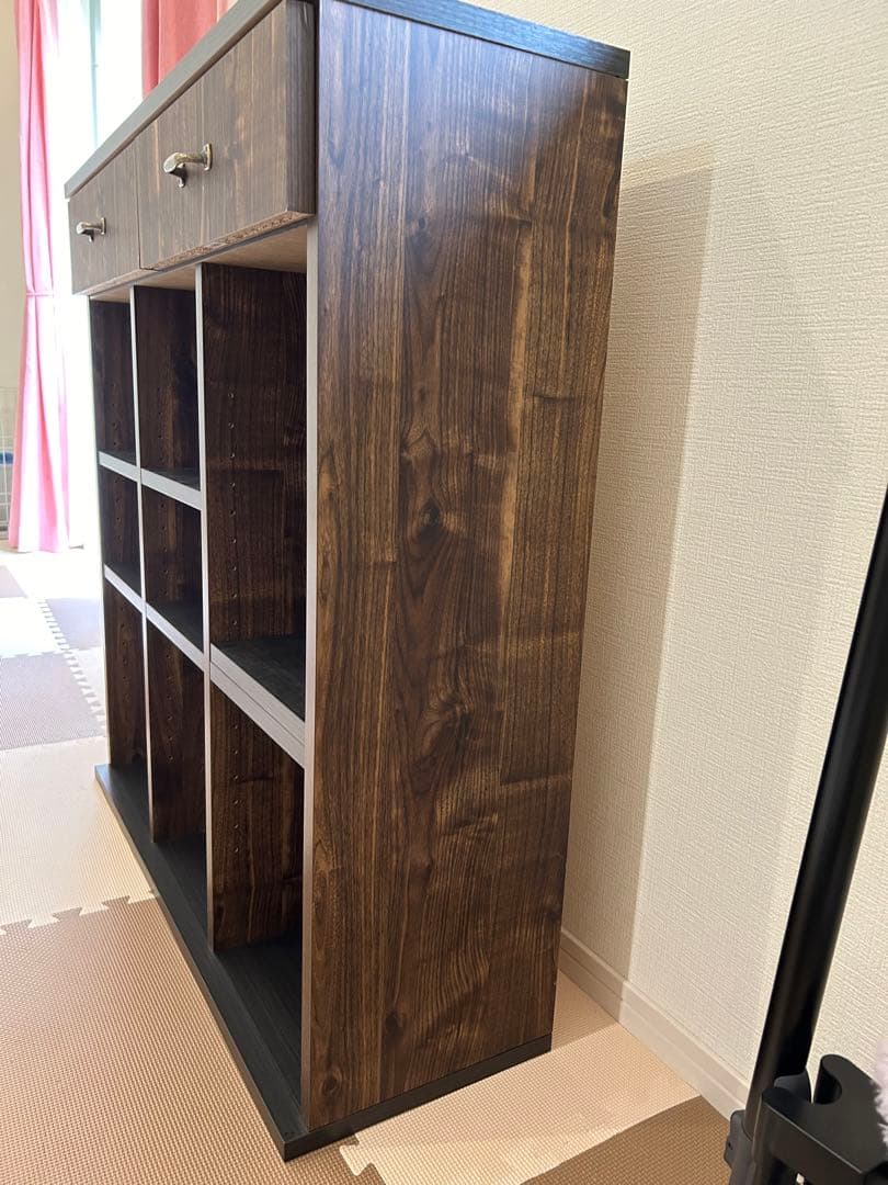 本棚 引き出し付き 木目調