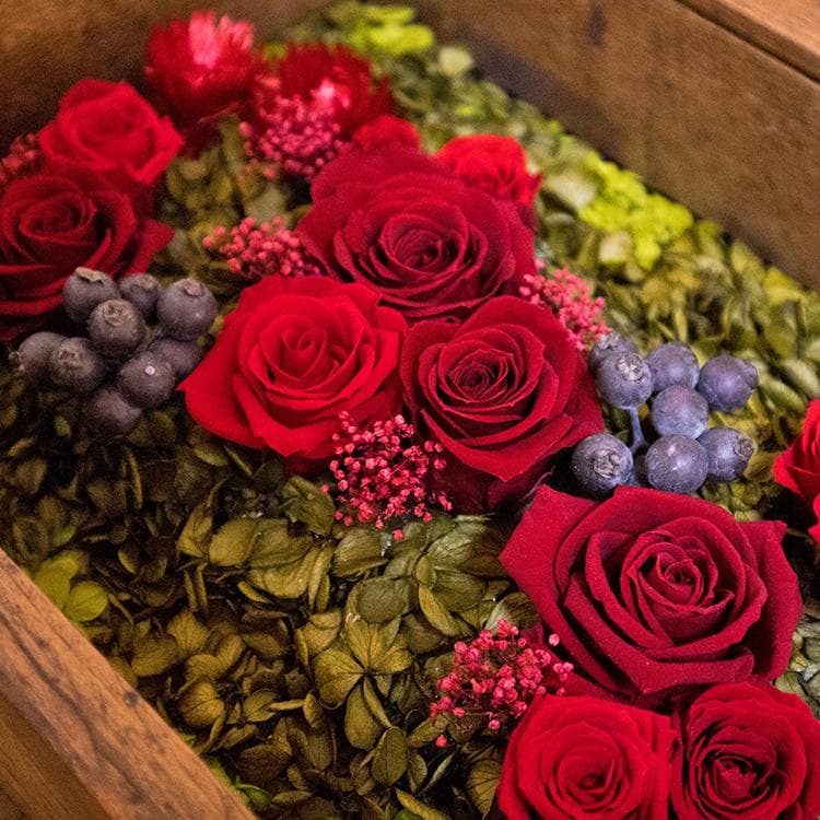 絵画のように見せる花 プリザーブドフラワー フレーム 額縁に入ったお花 RED