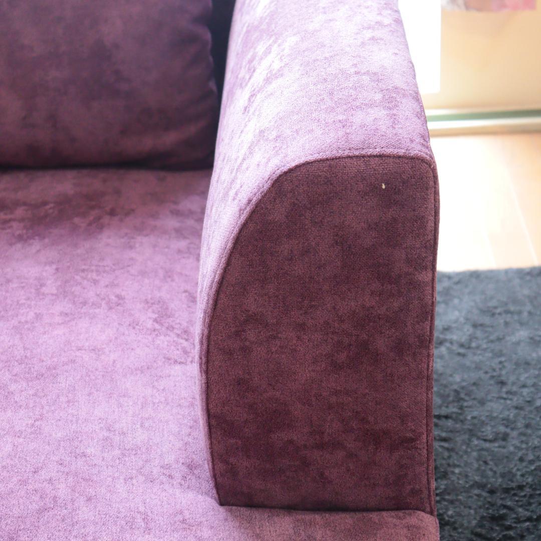 L型ソファ パープル シェーズロング ベルベット