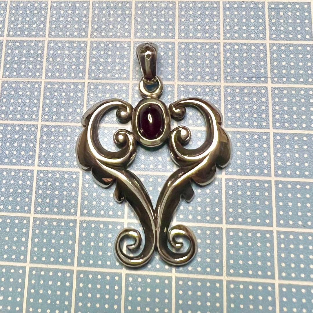 SAAD シルバー925 ガーネット ハート型 ペンダントトップ