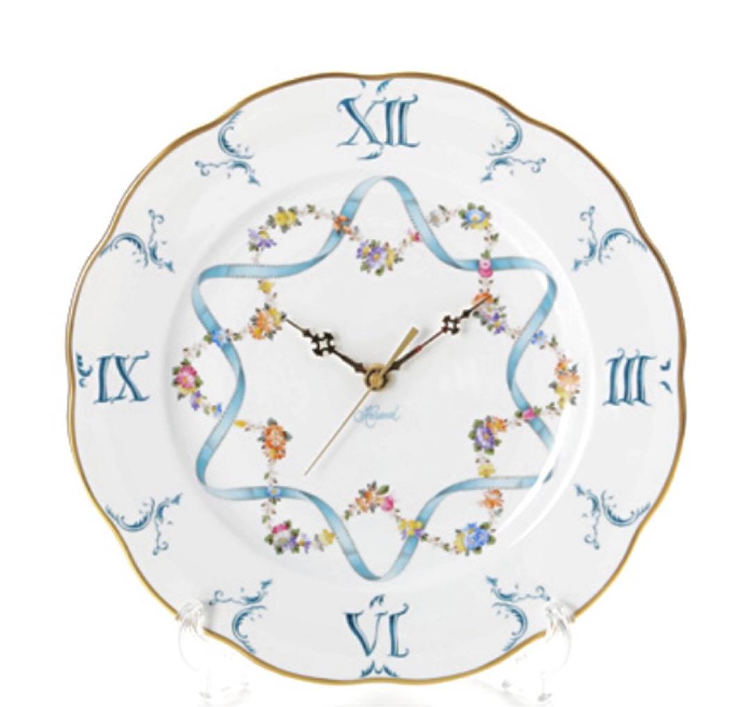 ◾️ヘレンド◾️フラワーブルーリボン/エレガントウォールクロック/定価12万円