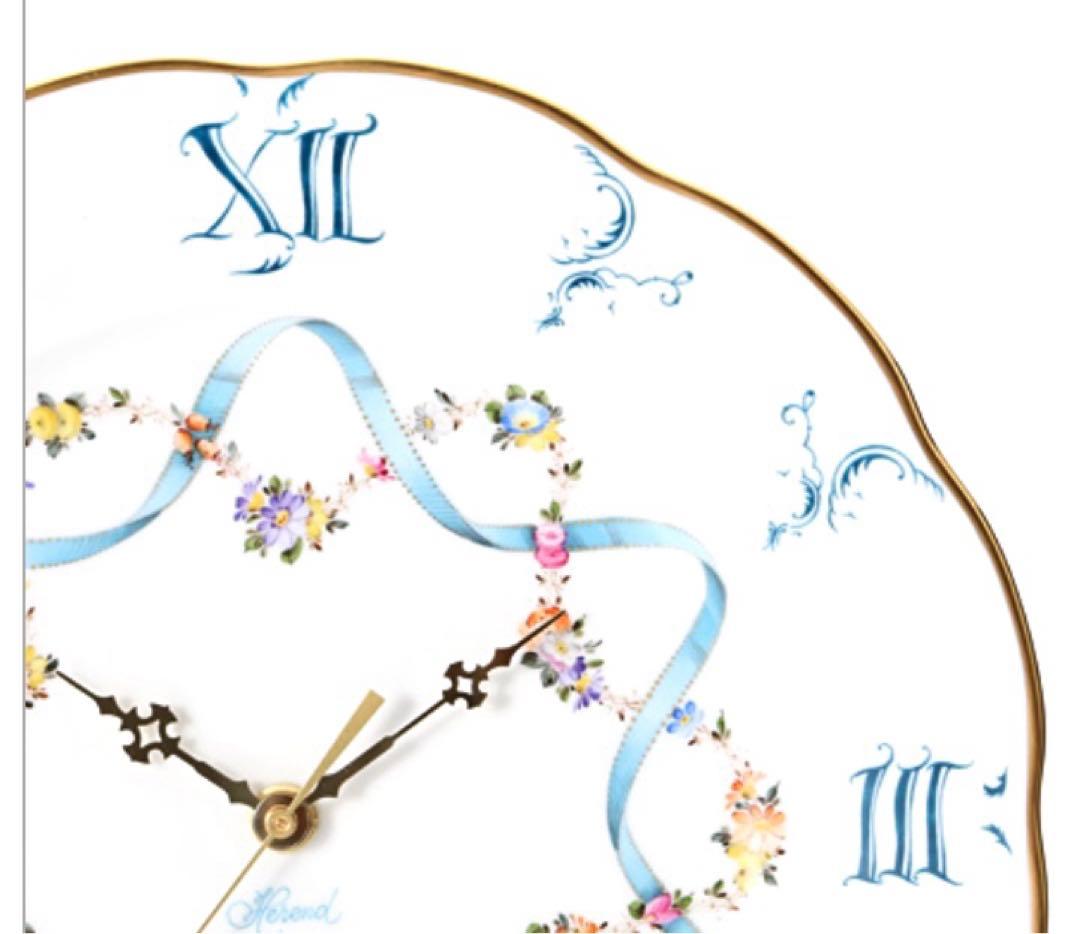 ◾️ヘレンド◾️フラワーブルーリボン/エレガントウォールクロック/定価12万円
