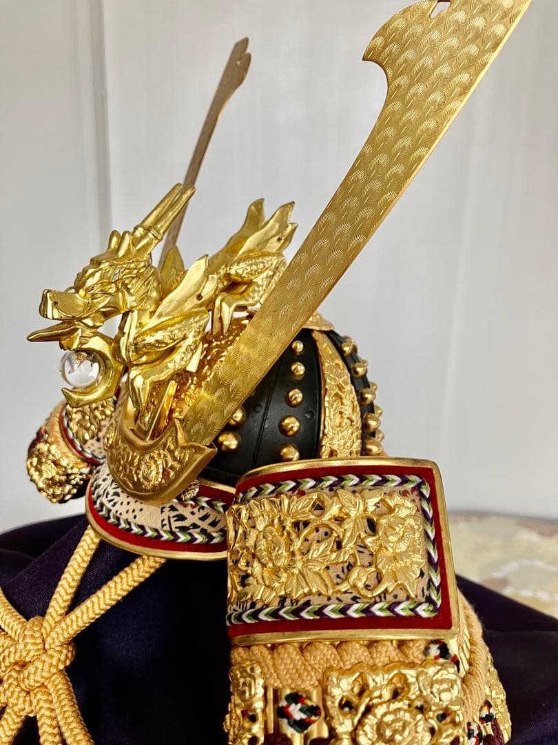【美品】五月人形　12号　平安武久作　兜飾り　金　ゴールド