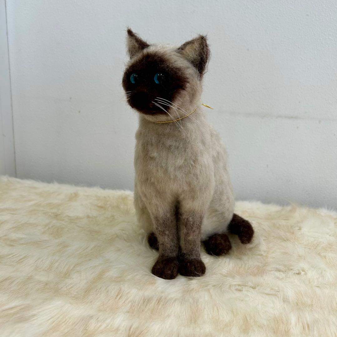羊毛フェルト猫・シャム猫・ハンドメイド・